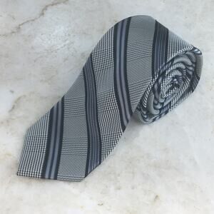 BEN SHERMAN GRAY BLUE REGIMENT STRIPE NECKTIE